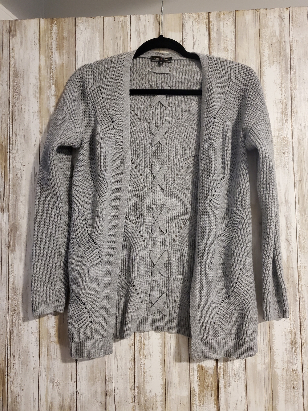 Letty & Me Gray Open-Front Knit Cardigan